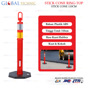 Safety Traffic Stick Cone 110CM Rubber Base / Stick Cone Pembatas Jalan Dengan Base Rubber Model O