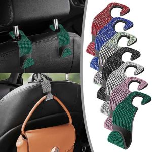 SADSAF Diamond Bling Multifunction Fastener Hangers Rhinestone Car Clips Car Interior Accessories Headrest Hook Car Seat Back Hidden Hook Storage Hanger Car Seat Bracket