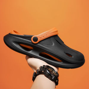 Free Shipping New Large-Size EVA Rubber And Plastic Thickened Double-Layer Color-Blocked Soft-Soled Clogs For Men In Stock