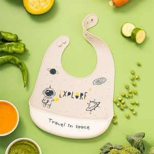 Silicone Baby Bib Waterproof Feeding Bib Adjustable Toddler Infant Weaning Food Catcher Easy Clean