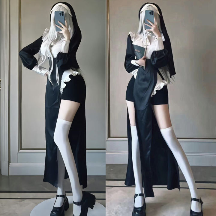 Nun's outfit cos Sexy tight chowbie Cross-Dressing Halloween Nun ...