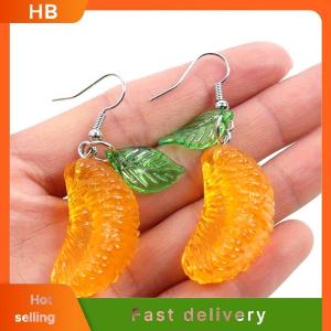 HB 1Pair Fashion Cute Imitation Orange Earrings Creative Funny Fruit Studs Earring For Girls Summer All-match Ear Jewelry Gift
