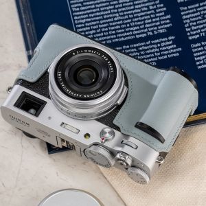 Roadfisher Genuine Real Leather Camera Bag Protect Case Cover Aluminum Alloy Base Grip Sheath For Fujifilm X100V Fuji X-100V