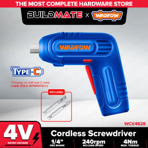 Buildmate x WADFOW Cordless Screwdriver 20V Compact Driver with Accessories WCV4628 WCPT
