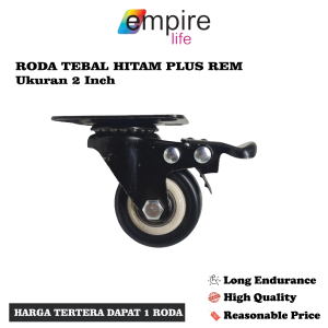 1 PCS Roda Caster Hidup Plus rem Hitam Tebal
