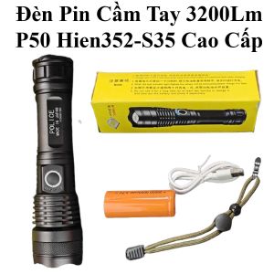 Đèn Pin Cầm Tay S35 Japan 5 Chế Độ Sáng Zoom Gần Xa 3200Lm Cao Cấp Kèm Pin 26650 8000Mah 3.7V (Hộp Vàng)
