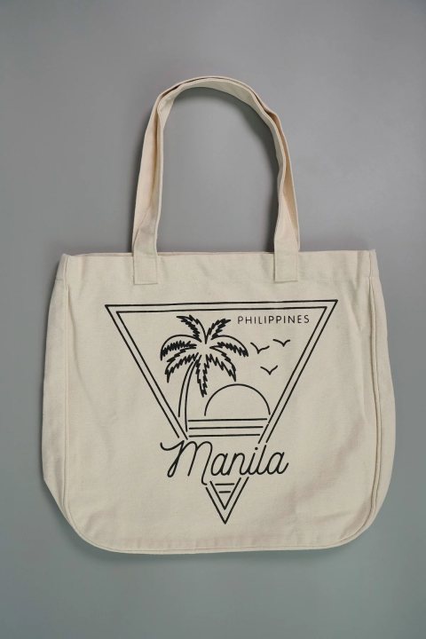 Inverted Triangle Manila Sunset Canvas Tote Bag in Beige | Lazada PH