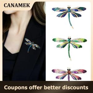 【 CANAMEK 】 Exquisite Rhinestone Dragonfly Brooches Elegant Colorful Insect Pins Fashion Party Backpack Decoration Clothes Accessories Gift