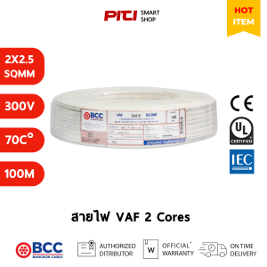 BCC สายไฟ VAF 2x2.5 SQMM 300V 100M Bangkok Cable