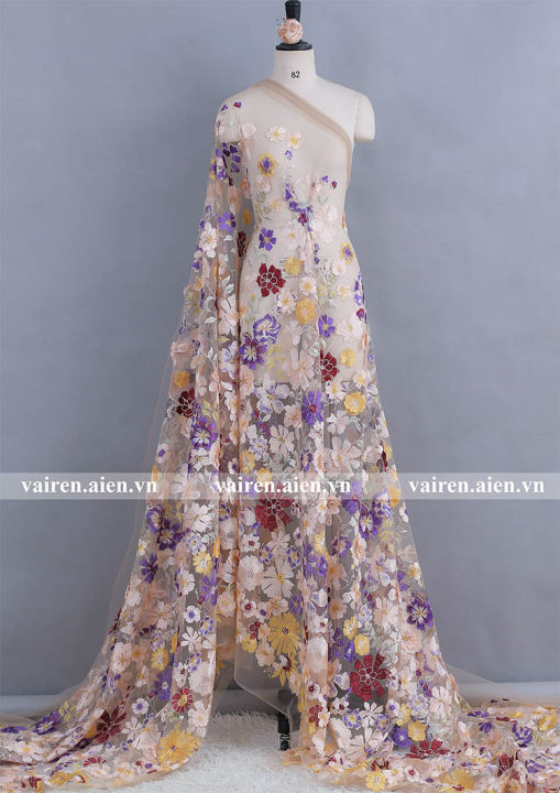 Miếng vải ren hoa 3D đủ màu đắp áo váy,váy cưới,dạ hội | Shopee Việt Nam