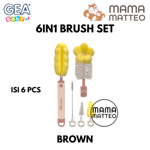 GEA BABY Brush Set 6in1 / Baby Bottle Nipple Brush / Sikat Pembersih Cuci Botol Susu Dot Bayi
