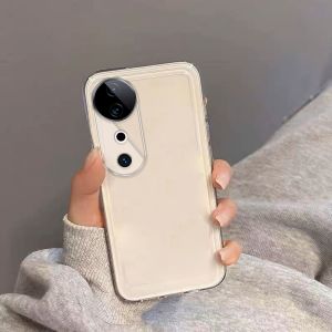 Case for VIVO V40 PRO 5G 2024 VIVO V40 phone casing Softcase Silicone Protector shockproof Clear Cover new design aesthetic CARTOON CAT with holder TKYYMZJ01