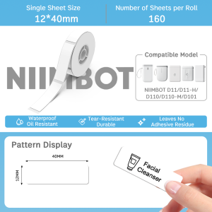 Niimbot D11/D110/D101/H1S White/Color/Transparent/ Cartoon Multiple Style Label Stickers Barcode Price Size Name White Labels Waterproof Oil-proof Tear Resistant or School Home Organizer Supermarket Store Catering