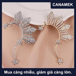 【CANAMEK】 1PC Rhinestone sao tai Clip không xuyên Tai Cuff Clip trang sức catriona Xám Miss u Tai Cuff lấy cảm hứng từ ba ngôi sao và mặt trời