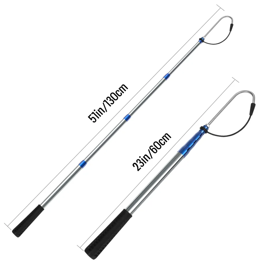SANLIKE Adjustable Length Telescopic Fish Hook with Lightweight Hand Fish  Gaff with Soft Rubber Non-slip Handle and Lanyard for Freshwater Offshore  Fishing Boating and Outdoors