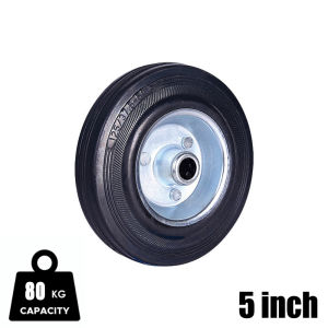 Black Single Rubber Wheel Caster Heavy Duty Caster Bearing Wheels Pushcart Solid Rubber Wheel (3 Inch - 10 Inch)