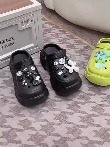 WomenS Summer Outdoor High-EVA Thick-Soled Clogs Height-Increasing Cartoon Bear Beach Closed-Toe Sandals