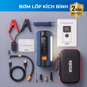 Bơm Ô Tô Kích Bình Ô Tô 4 Trong 1 Wisezen An Toàn Bơm 3 - 5 Phút Tích Hợp Sạc Dự Phòng Và Đèn Pin Bảo Hành 12 Tháng