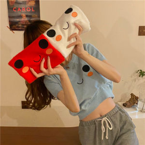 Grace_chili 5317เสื้อครอปไหมพรมแขนสั้น สไตล์ เกาหลี น่ารัก เสื้อยืด เสื้อสวมใส่สบาย ผ้าบางใส่สบายไม่อึดอัด