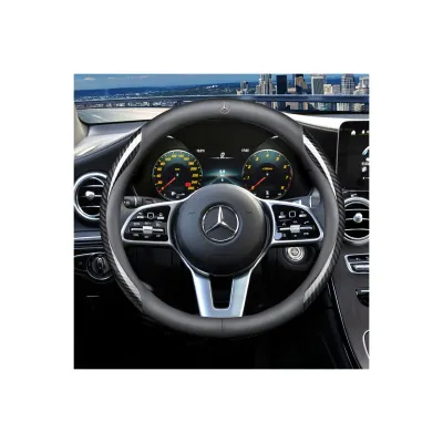 【Limited edition】 Car Carbon fiber Steering Wheel Cover Suitable For 38CM Anti-Slip Steering Wheel Cover Car Steering Wheel Protective Cover For Mercedes Benz AMG E200 W210 W203 W124 W204 W211 W123