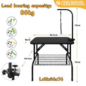 Foldable Pet Grooming Table with Adjustable Arm Noose Professional Dog Cat Grooming Stand for Home Salon Use