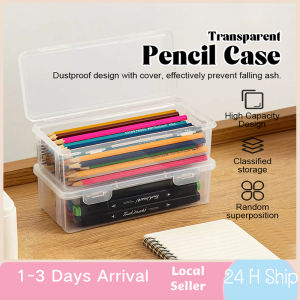 Stationery Box Pencil Storage Case Large Capacity Pencil Box Transparent Stationery Storage Box Marker Sketch Pen Pencil Case