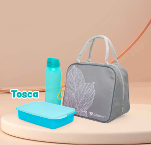 Elio Lunch Box Set Food Save 1 Pcs Botol Minum 1 Pcs Lunchbox Milano dengan Lunch Bag