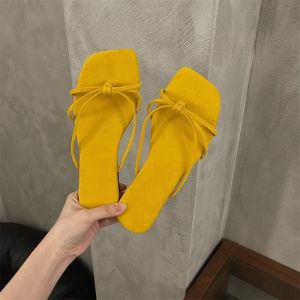 [Free Shipping] Simple Sandals For Women Summer Outdoor Wear 2025 Soft Suede Gentle Evening Breeze Beach Thin Strap Flip-Flops