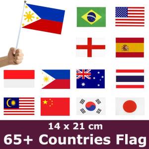 Mobile Flags with Poles From Around The World 65 Countries National Team Flags 14*21 Cm