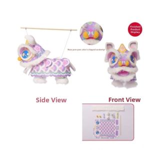 OUTOPEN Viền nhung Đèn lồng múa lân Trung Quốc Làm thủ công Phong cách cổ điển. Lồng đèn sư tử phát sáng tự làm Không khí Cầm tay Bộ đồ chơi đèn LED hình sư tử Tết Nguyên Đán