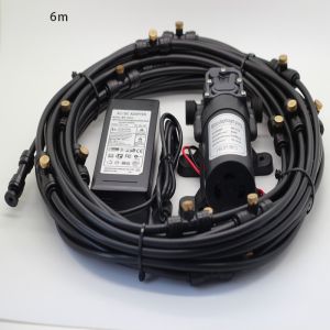 6M 18M Garden Electric Misting Spray System With Brass Nozzles 12V Pump Misting Cooling System