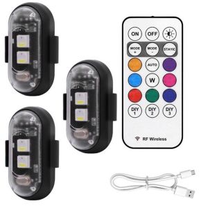 BLACKON Waterproof Wireless LED Strobe Lights Anti-Collision 8 Colors Aircraft Indicator Durable with Remote Control Dummy Alarm Lamp Car