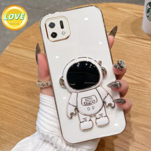 สำหรับ OPPO A16e A77s A16K A16 A15 A15S A57 4G 2022กรณีนักบินอวกาศชุบเคสโทรศัพท์ที่วางกันกระแทกอ่อนเคสโทรศัพท์
