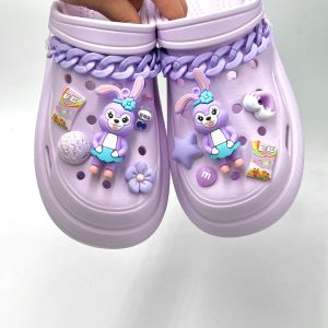 12Pcs/Set Sanrio Cute Cartoon StellaLou Crocs Charms Shoe Accessories DIY Shoe Buckle Purple Clogs Chain for Crocs