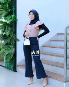 celana wanita cutbray scuba premium resleting  depan super jumbo Basic pants terbaru 2023 kekinian