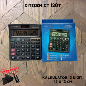 Kalkuator Sedang Kantor Sekloah Tax Pajak 100 Step Replay Display 12 Digit Ukuran 13 x 13 cm CT 120T
