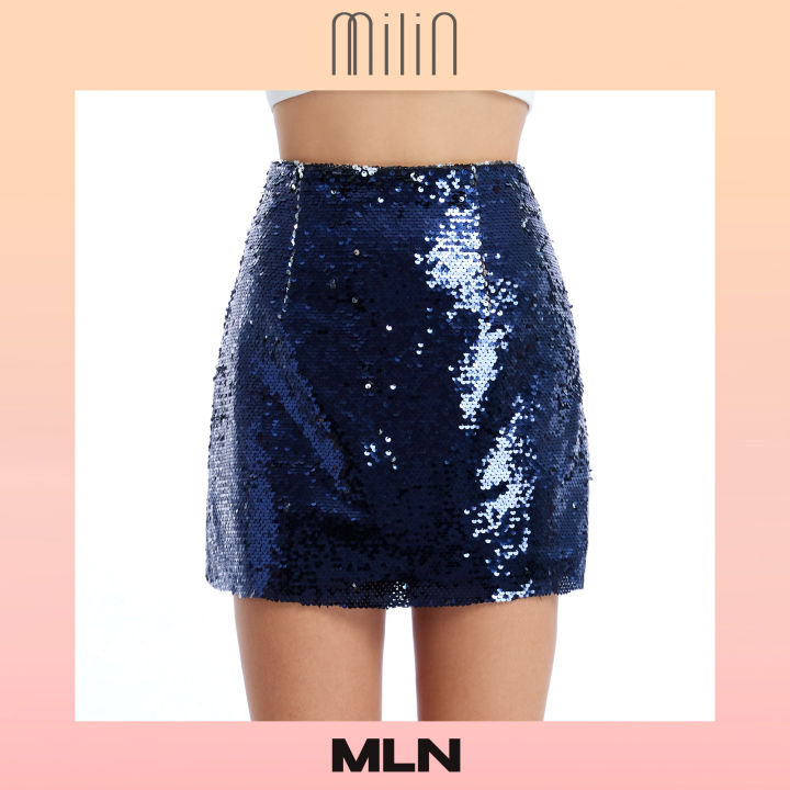 [MILIN] High waist A Line two-tone sequins skirt กระโปรงเอวสูงผ้าเลื่อม ...