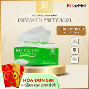 Khăn Giấy Rút Lụa MIYAKO | Túi 270 Tờ 2 Lớp | Giấy Dai Mềm Mịn An Toàn Cho Da | Để Bàn Tiện Lợi | Facial Tissue