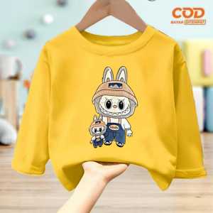 Baju Kaos Fashion anak Cewek Cowok usia 1-12 tahun bergambar Baby Labubu Terbaru Bahan Babyterry