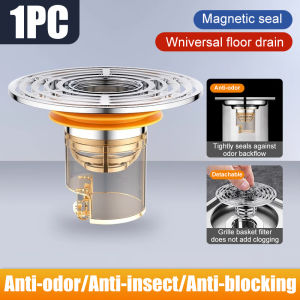 Shower Drain Cover Screw-in Floor Drainer Grate Snap-in Shower Floor Drain Cover sewer deodorant anti-insect tool ABS+Silicone Material (Silver Black)