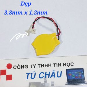 Pin Cmos 2032 CR2032 - 3V (Loại 2 dây 2 lổ) / Đầu cắm: 3.8mm X 1.2mm (Dẹp hai râu)