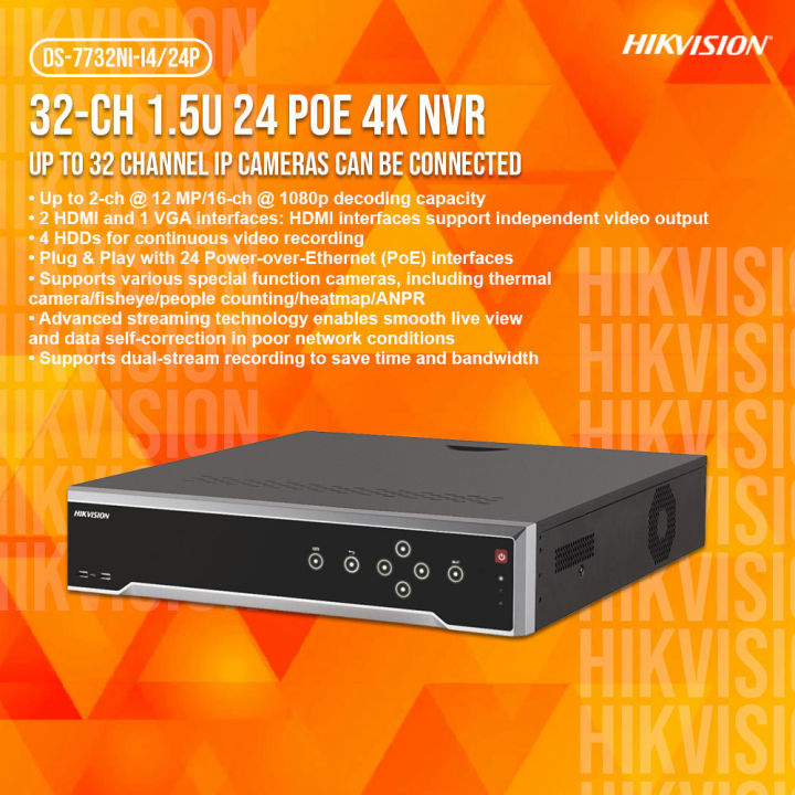 Hikvision DS7732NII4/24P 32ch 1.5U 24 PoE 4K NVR Hikvision DS