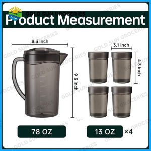 1Set 1500ml Pitcher with 4 Cups Large High Quality Pitcher with Plastic cup Juice Container