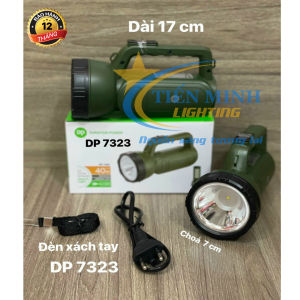 Đèn Pin xách tay DP-7323 chóa 7cm Công suất 40W Chế độ sáng mạnh/yếu Ánh sáng pin/khẩn cấp