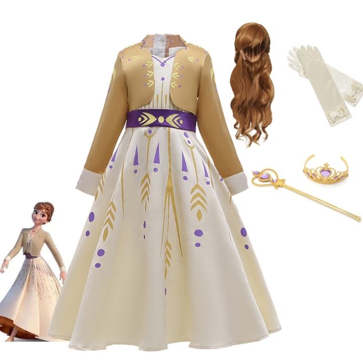 ❒☌∋ Princess Girls Dress Anna Cosplay Costume Snow Queen Elsa