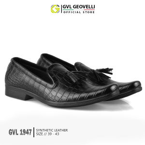 Gvl Geovelli Sepatu Pantopel Pria Klasik Moerena 1947 Natural HItam Casual Formal 39-43