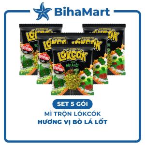 [SET 5 GÓI] - WORLD SPICE - Mì trộn LókCók hương vị Bò lá lốt Mì trộn bò lá lốt LokCok Mì ăn liền LokCok (102g/gói)