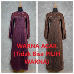 Manda Dress Brukat Premium Satin Silk Gaun Muslim Elegan Mewah untuk Lebaran Pesta Kondangan Terbaru