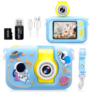 Camera trẻ em 180 ống kính máy ảnh lật ° cho trẻ em Camera LCD kỹ thuật số 24 inch IPS kèm ốp silicon Camera chụp ảnh tự sướng cho bé 3-10