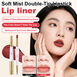 Double-ended lipstick/lip liner Non-smudge double-ended lipstick Velvet matte finish Matte and brightening effect Non-drying Long-lasting color
